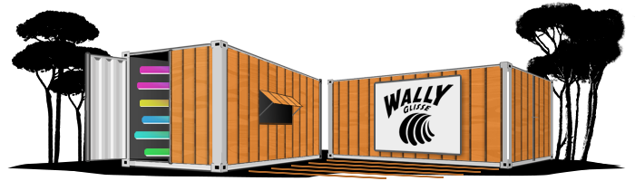 Les containers wally glisse installés sur le parking du lion